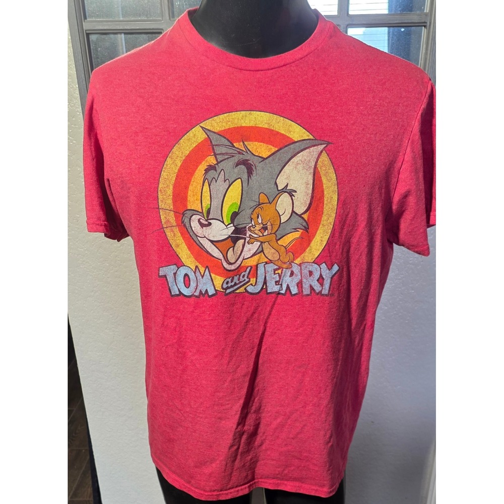 Tom and Jerry Graphic T-Shirt Mens XL Red Heather Short Sleeve Cartoon Retro
